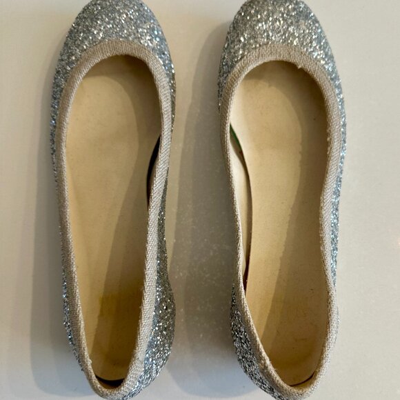 Stuart Weitzman Women's Silver Glitter Ballet Flats size 6M - Picture 1 of 6